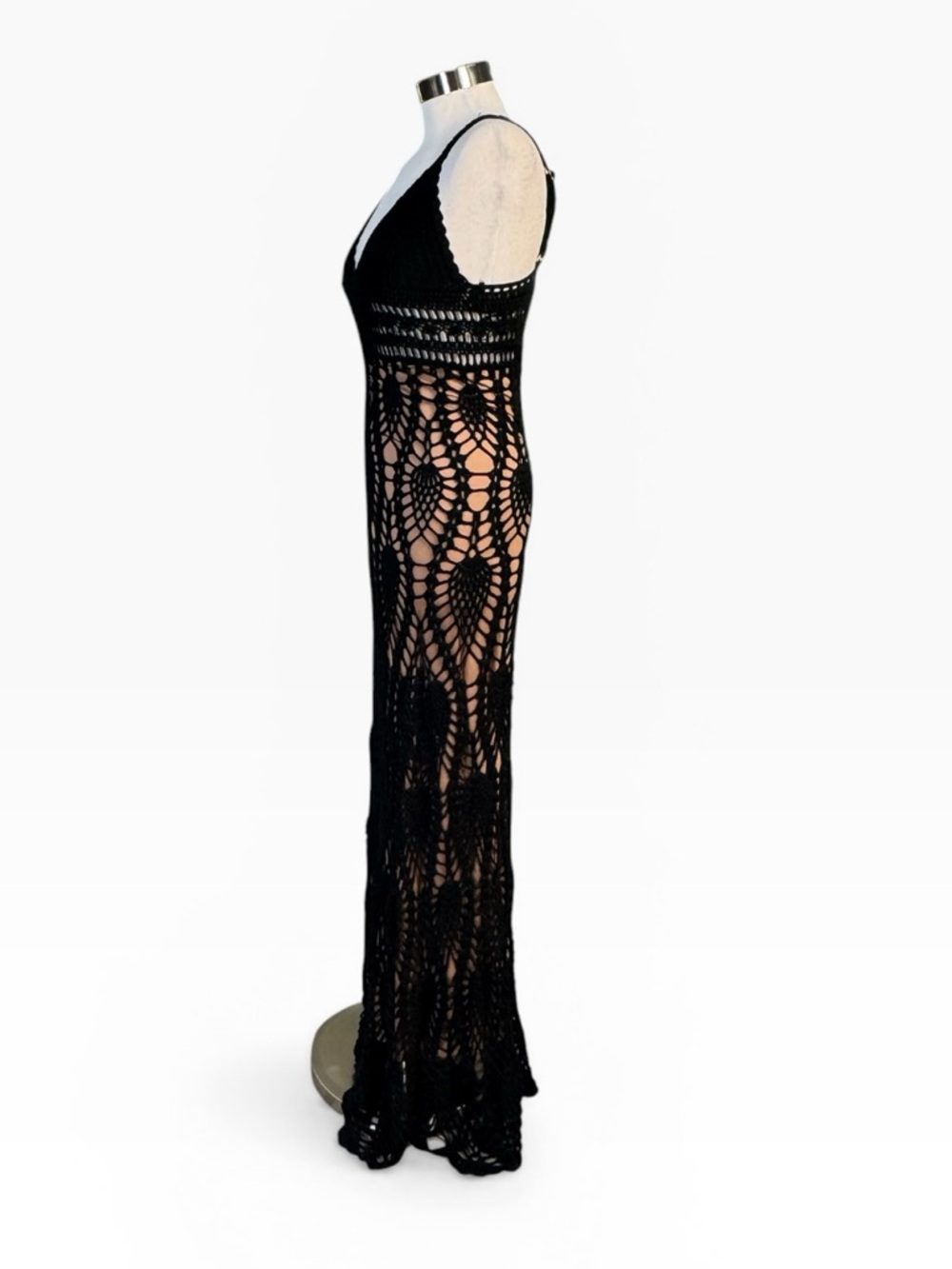 JLUXLABEL GREAT ESCAPE CROCHET MAXI DRESS LINED BODYCON BOHO GLAM **NWOT** - Picture 5 of 16